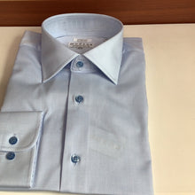 Load image into Gallery viewer, Modena Blue Stretch Contemporary Fit Dress Shirt product photo
