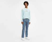 Load image into Gallery viewer, The original blue jean since 1873. The original straight fit jean. All-American style.   100% Cotton Non stretch denim Button Fly 5-pocket styling Wash your jeans once every 10 wears at most; this increases their lifespan and saves natural resources When you eventually launder your jeans, wash and dry them inside out with like colors; liquid detergent is recommended  Medium Stonewash