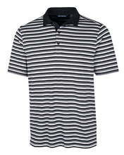 Load image into Gallery viewer, Cutter & Buck Forge Polo Multi Stripe Shirt - 01082 Black & Tour Blue