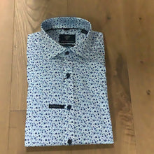 Load image into Gallery viewer, Forsyth Mini Floral Lapis Long-Sleeve Dress Shirt product photo