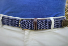 Load image into Gallery viewer, Roostas Ponte Vedra Blue Herringbone Stretch Belt