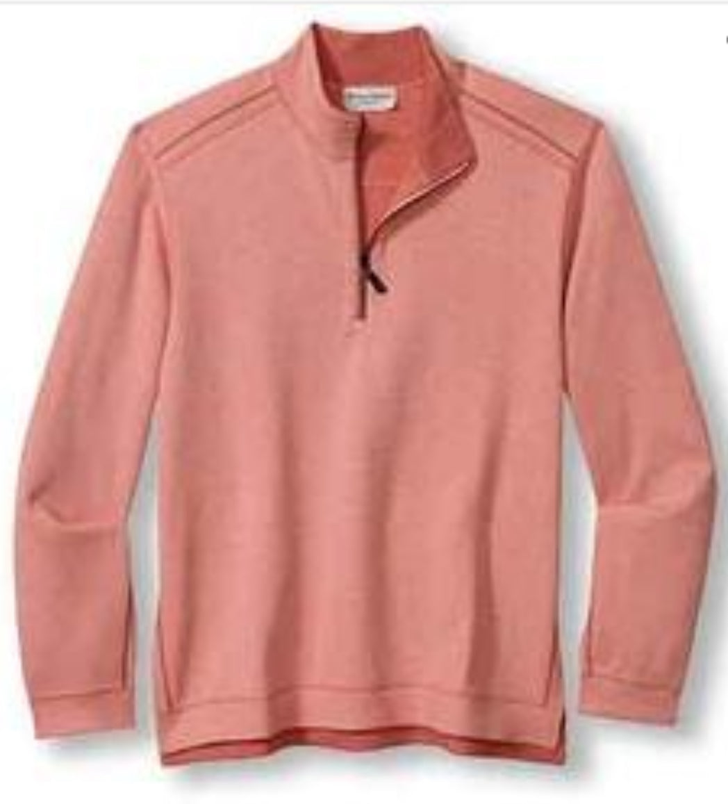 Tommy Bahama Flip Field Half Zip-Radish Heather