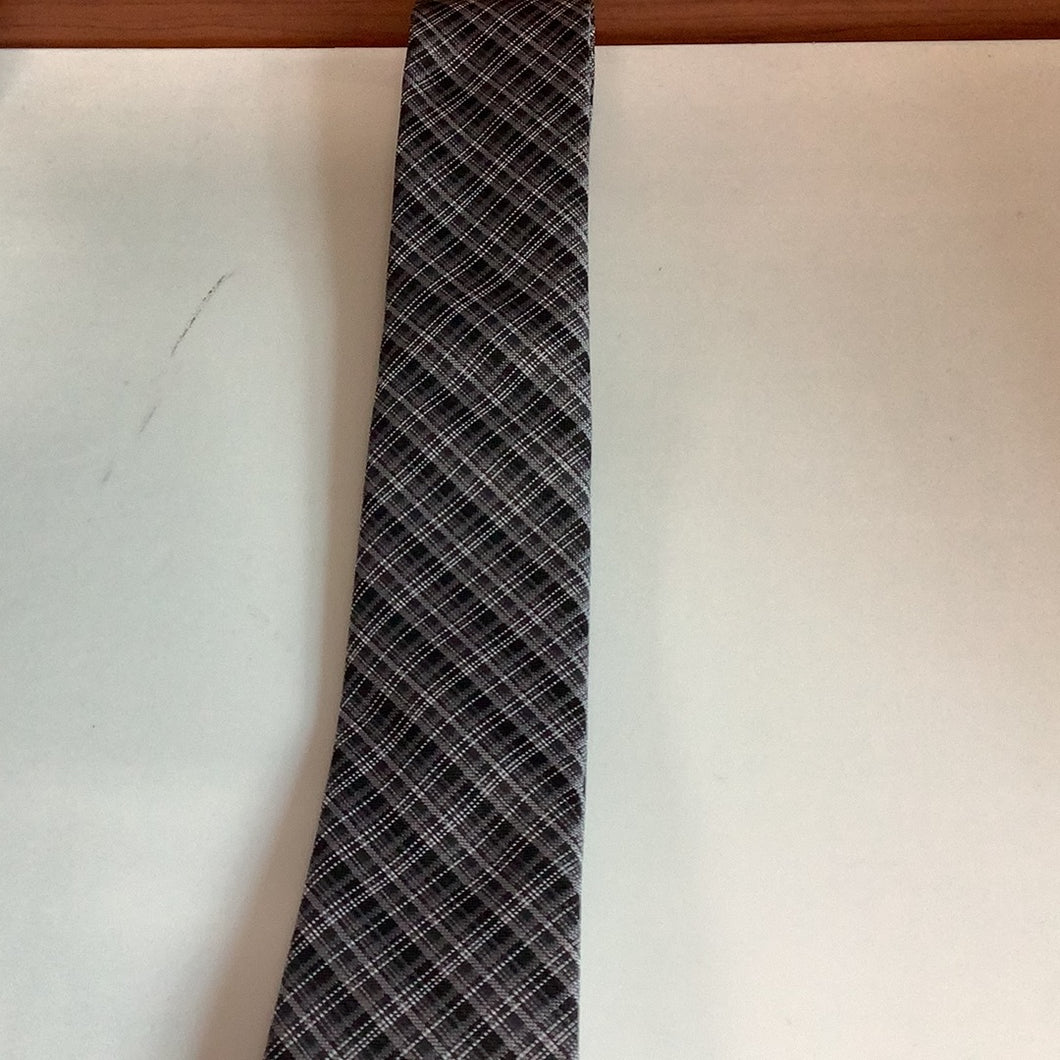 Zenio Black Grey Stripe Skinny Tie