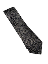 Load image into Gallery viewer, Zianetti Black/ Grey Paisley XLong Tie 62g

