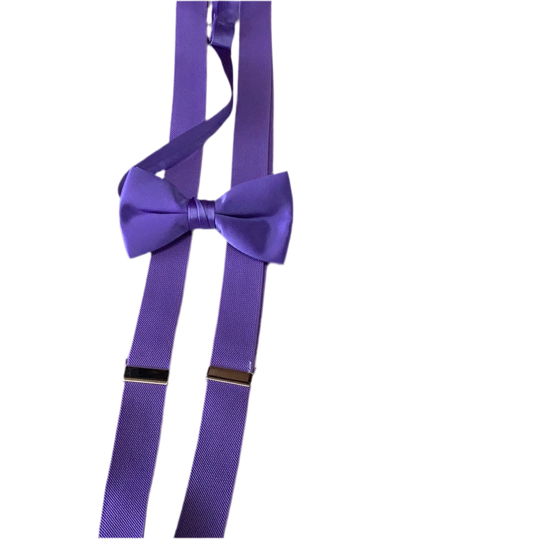 Young Men’s Lavender Skinny Suspenders and Bow Tie