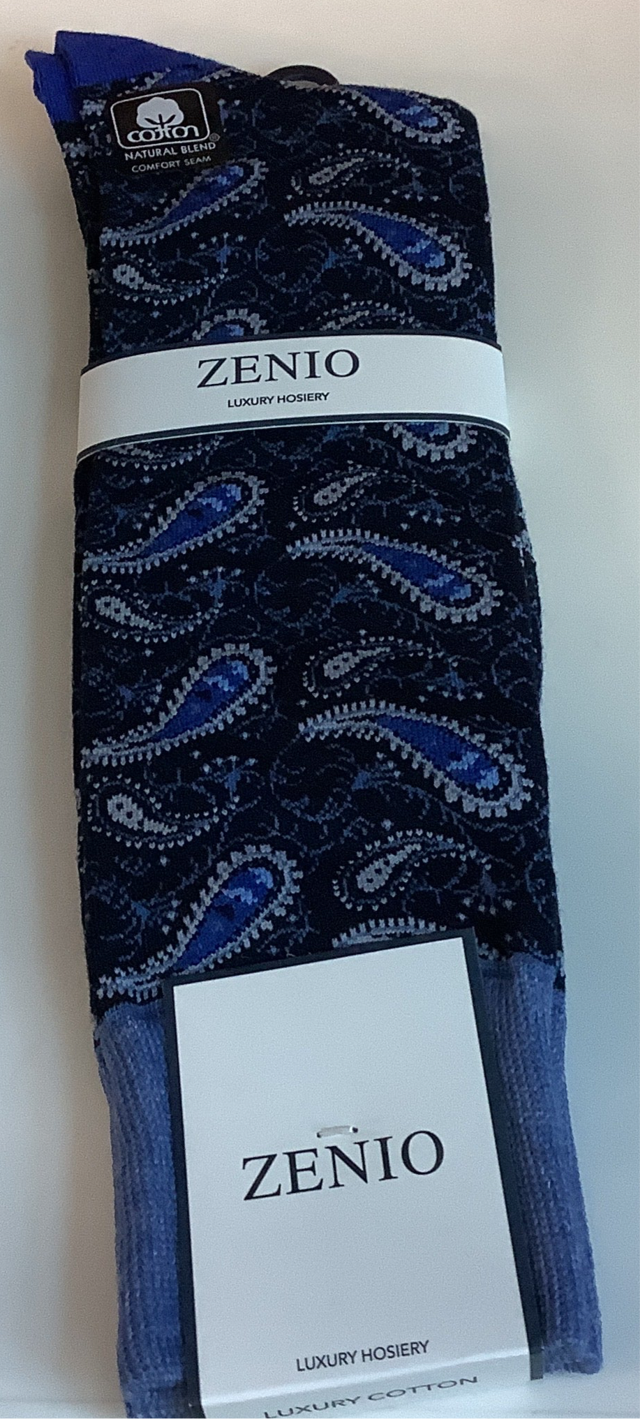 Zenio Black/Blue Paisley Socks