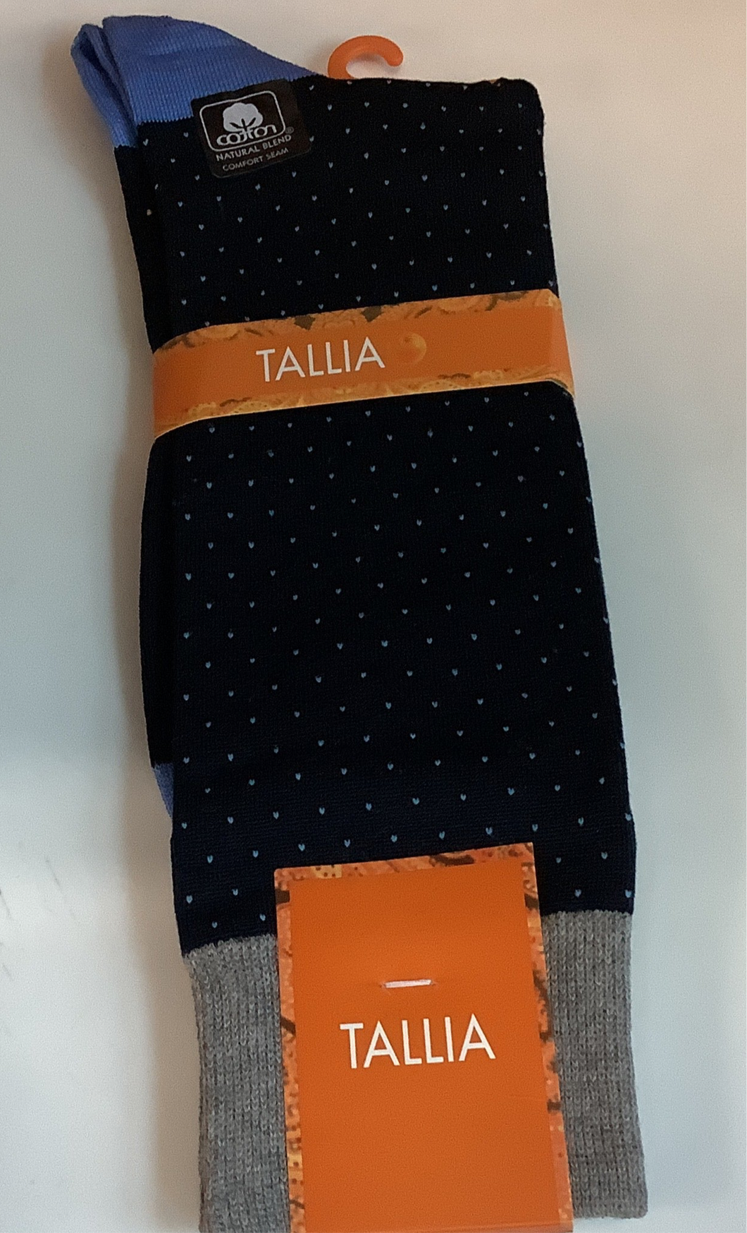 Tallia Navy Light Blue Dots Socks