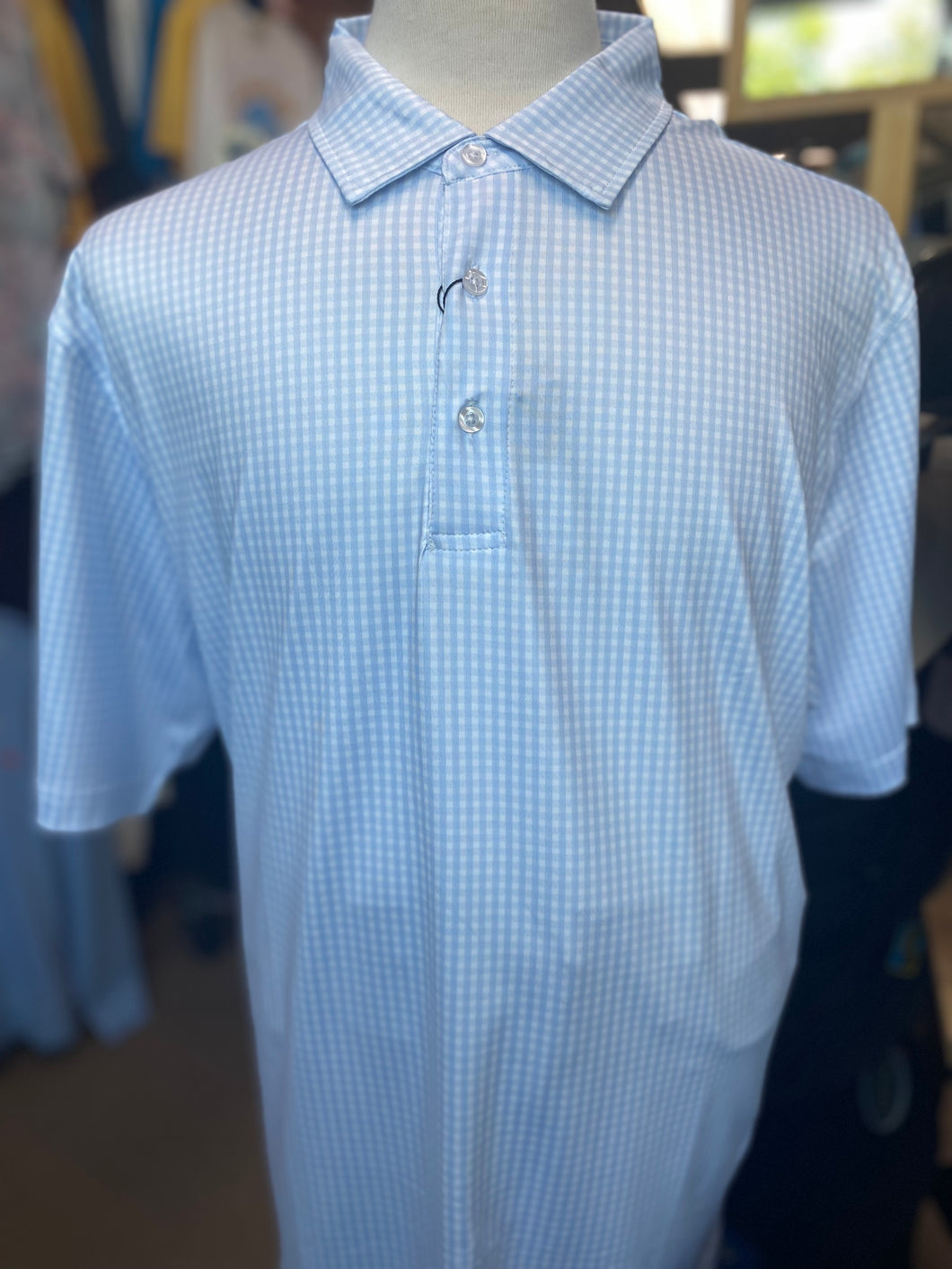 FX Fusion Blue Gingham Print Polo