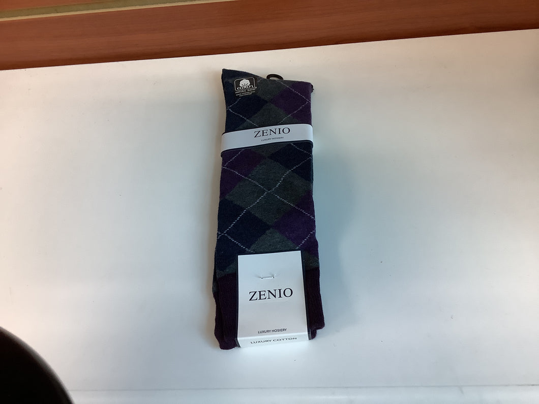 Zenio Grey/Purple/Navy Argyle Socks