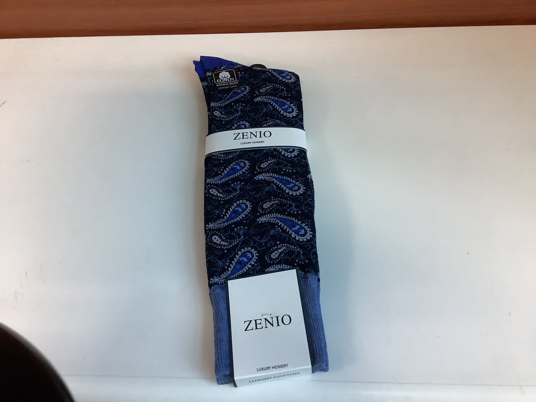 Zenio Black/Blue Paisley Socks