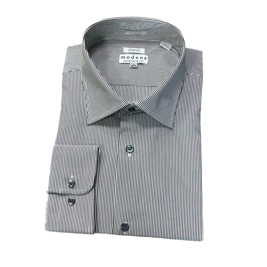 modena contemporary fit dress shirt The Suit Depot Mens Cotton Pink Striped Slim Fit Stretch Dress Shirt, 17 1/2 / 32/33 main image 1