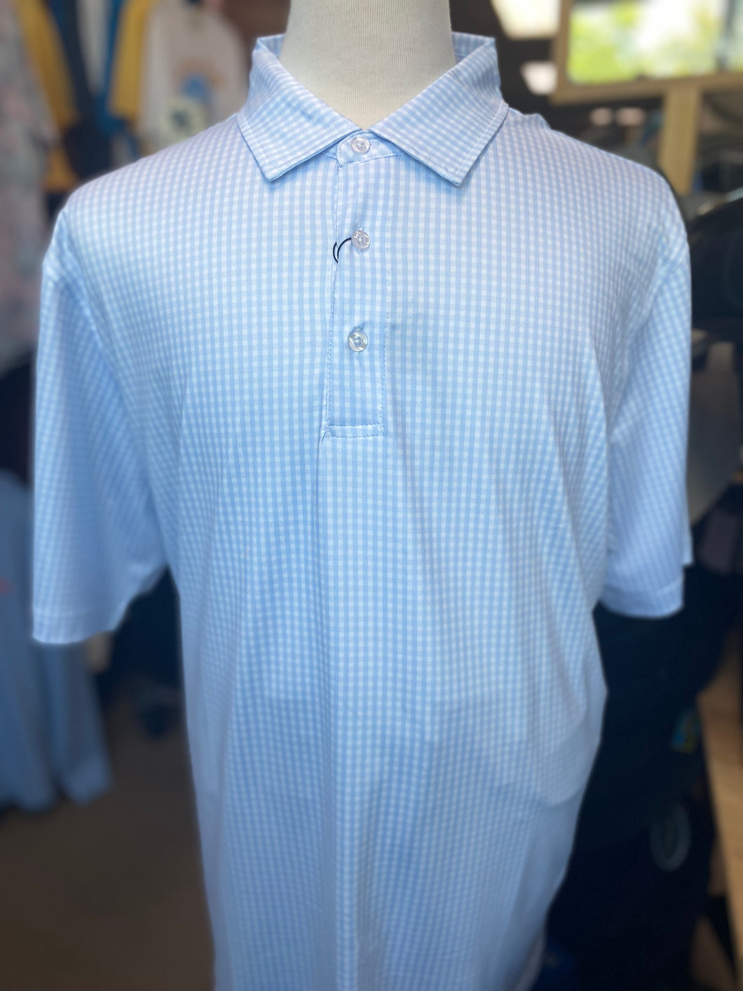 Big&Tall FX Fusion Blue Gingham Print Polo