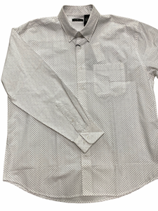 Big & Tall Cotton Traders White Dot Detail Woven Long Sleeve Sport Shirt