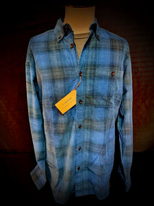 R Options Azure Blue Corduroy Plaid Shirt