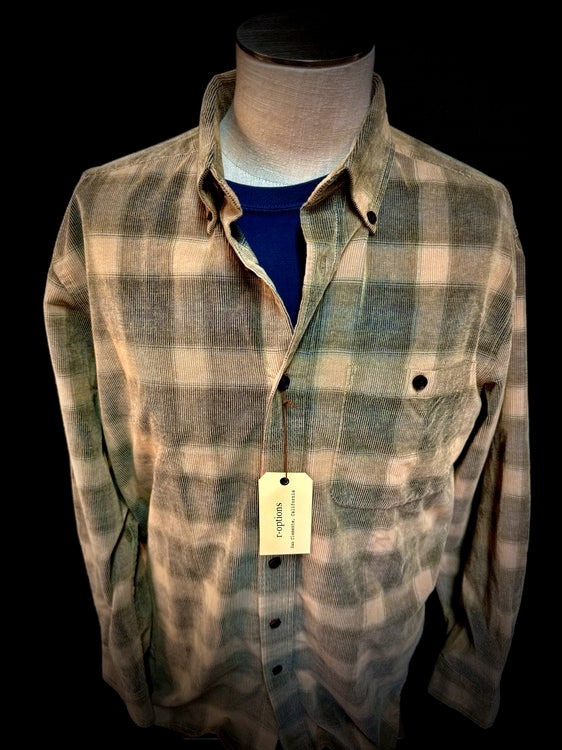 R Options Tan/Denim Corduroy Plaid Shirt