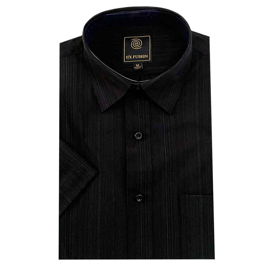 Big&Tall FX Fusion Black Multi Line Soft Stripe Short Sleeve Sport Shirt