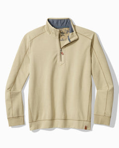 Tommy Bahama Ben And Terry Half Zip Stone Khaki