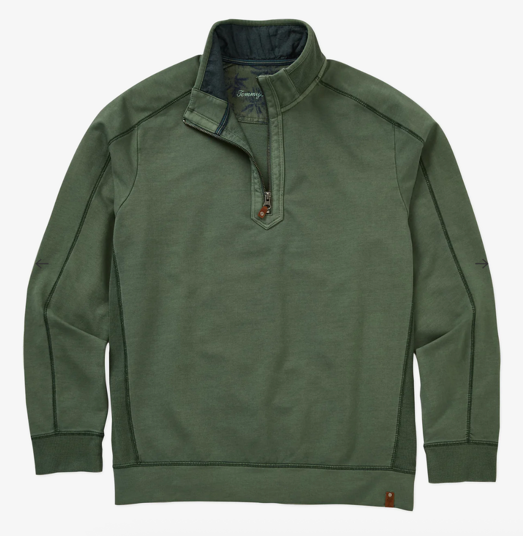 Tommy Bahama Big&Tall Ben And Terry Half Zip Dk Jade