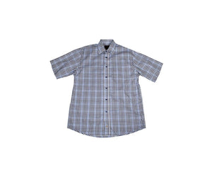 FX Fusion Navy/White/Blue Multi Check Short Sleeve Sport Shirt - D2026