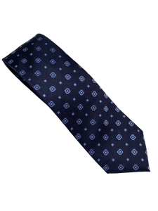 Zianetti XLong Navy/ Light Blue Silk Tie