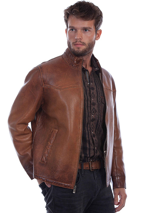 Scully Zip Front Jacket Cognac - Shearling Lined