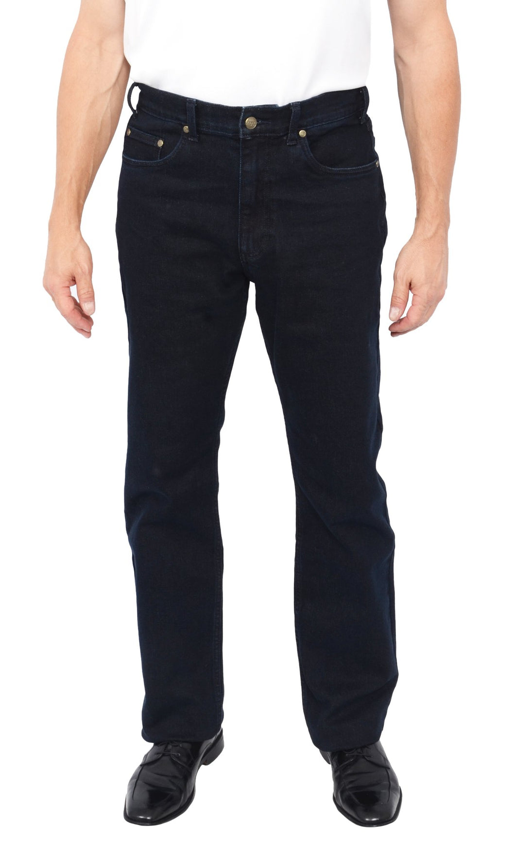 The new Midnight Jean in our Stretch Traditional Straight Cut Style has a traditional fit and tapered leg for a slimmer fit. Featuring a boot cut and a stone wash for just the right amount of style, these jeans stretch 2% in the waist, seat and thigh, allowing for maximum comfort. This classic jean has a rise that is tailored to better fit your body, cutting out excess fabric hanging from the back seat and giving you better quality of comfort. Made from 12.5 oz. denim, 98% cotton and 2% stretch.