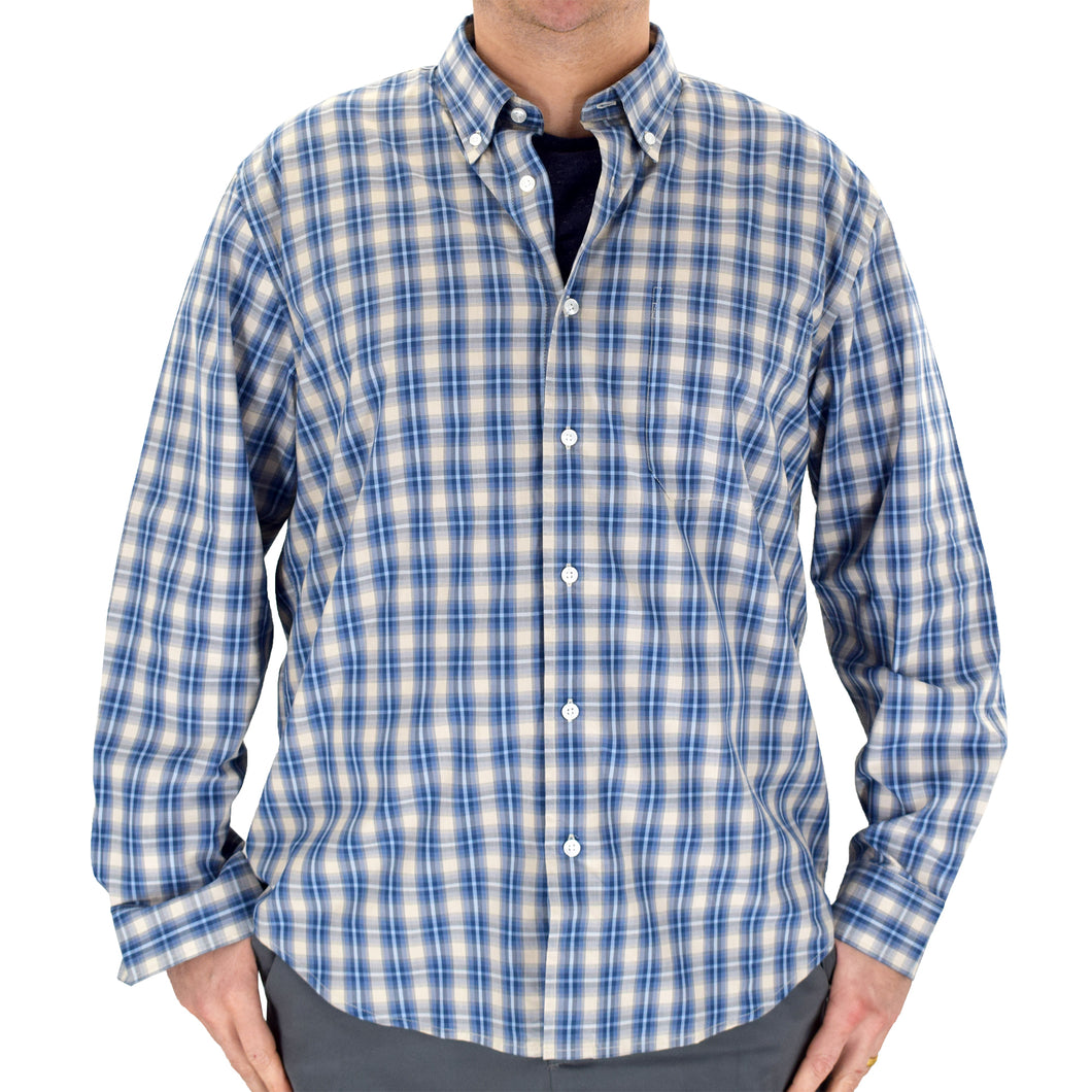 Big & Tall Lord Daniel Blue Long Sleeve Sport Shirt - 2800-803BT