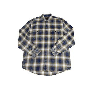 Big & Tall - FX Fusion Navy/Gold Washed Plaid LS  C402