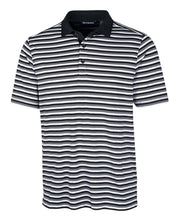 Load image into Gallery viewer, Cutter &amp; Buck Forge Polo Multi Stripe Shirt - 01082 Black &amp; Tour Blue
