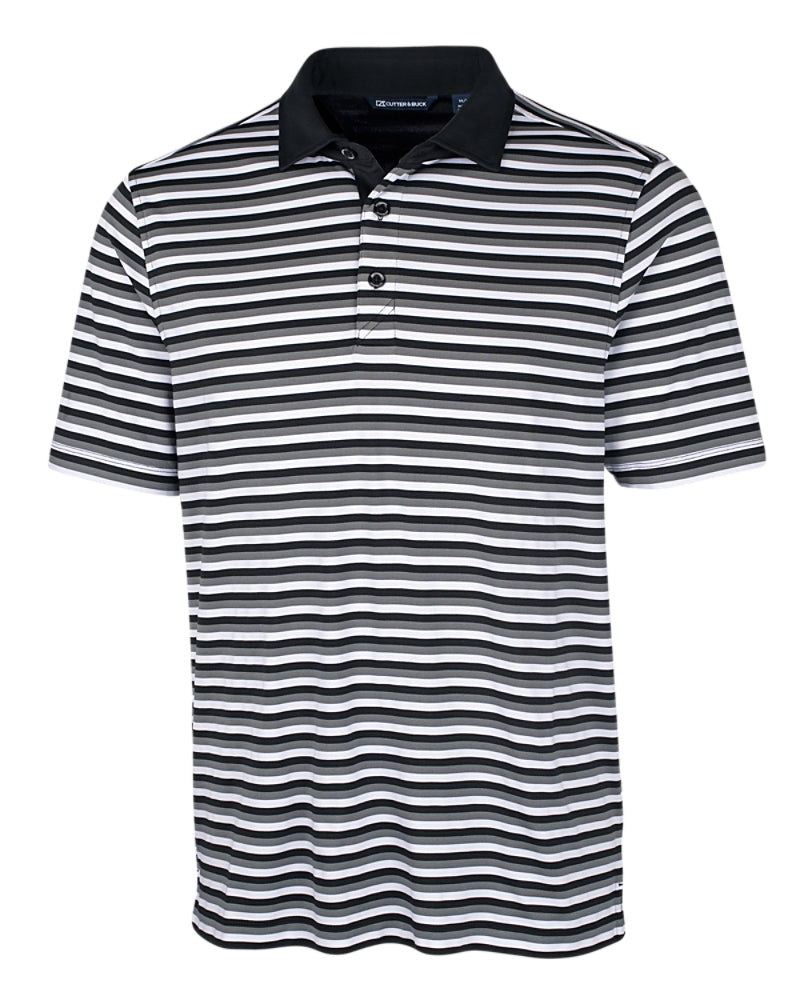 Cutter & Buck Forge Polo Multi Stripe Shirt - 01082 Black & Tour Blue