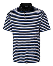 Load image into Gallery viewer, Cutter &amp; Buck Forge Polo Multi Stripe Shirt - 01082 Black &amp; Tour Blue
