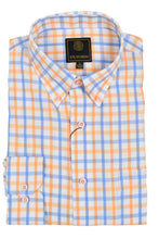 Load image into Gallery viewer, FX Fusion Orange/Blue Textured Check Long Sleeve Sport Shirt
