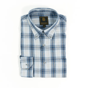 FX Fusion Blue/Tan Pattern Long Sleeve Sport Shirt - D1306