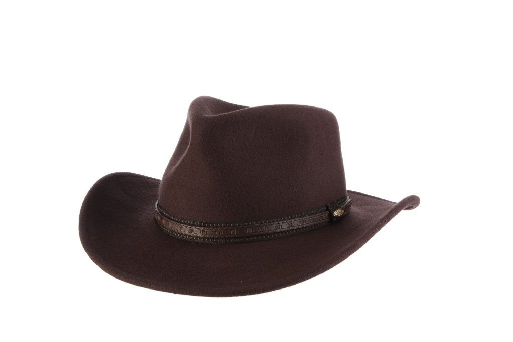 Scala Chocolate Wool Felt Outback Hat - DF105-CHOC