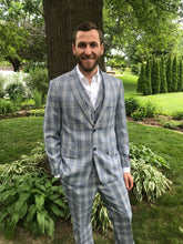Load image into Gallery viewer, Gruppo Bravo - Light Blue Plaid 3 Piece Suit
