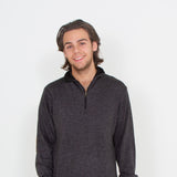 R. Options Fine Weight Zip Neck Elbow Patch Sweater for Men in Grey Heather 82038-2