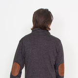 Load image into Gallery viewer, R. Options Fine Weight Zip Neck Elbow Patch Sweater for Men in Grey Heather 82038-2
