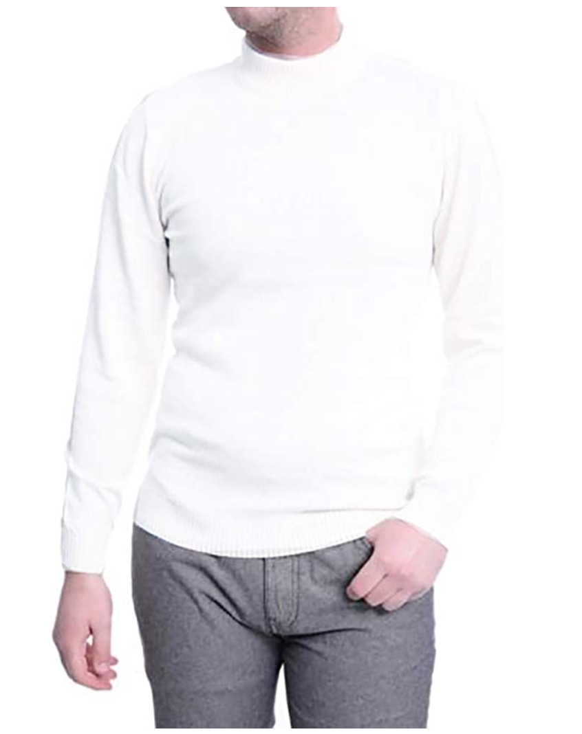 La Vane - White Classic Mock Neck Sweater (501)