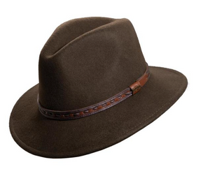 Scala Olive Crush Felt Safari Hat With Leather - DF47-OLIVE