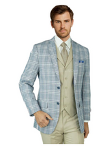 Load image into Gallery viewer, Gruppo Bravo - Light Blue Plaid 3 Piece Suit
