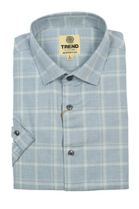 Trend by FX Fusion Tan Melange Plaid Short Sleeve Modern Fit Sport Shirt