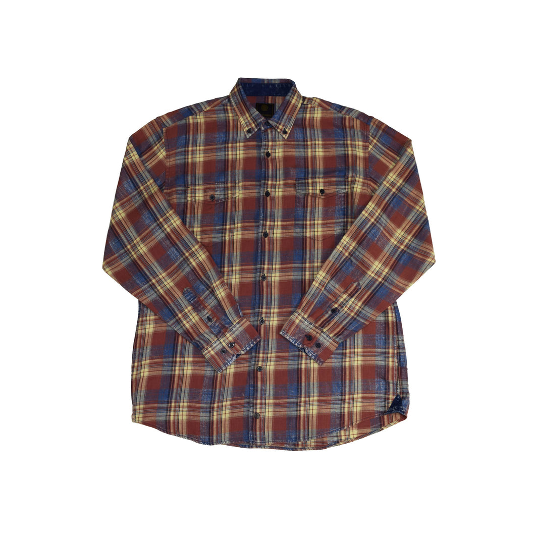 FX Fusion LS Navy/Rust Washed Plaid  C400