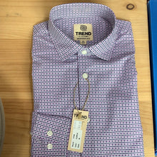 Load image into Gallery viewer, FX Fusion Trend Modern Fit Dress Shirt - Purple Geo - T706
