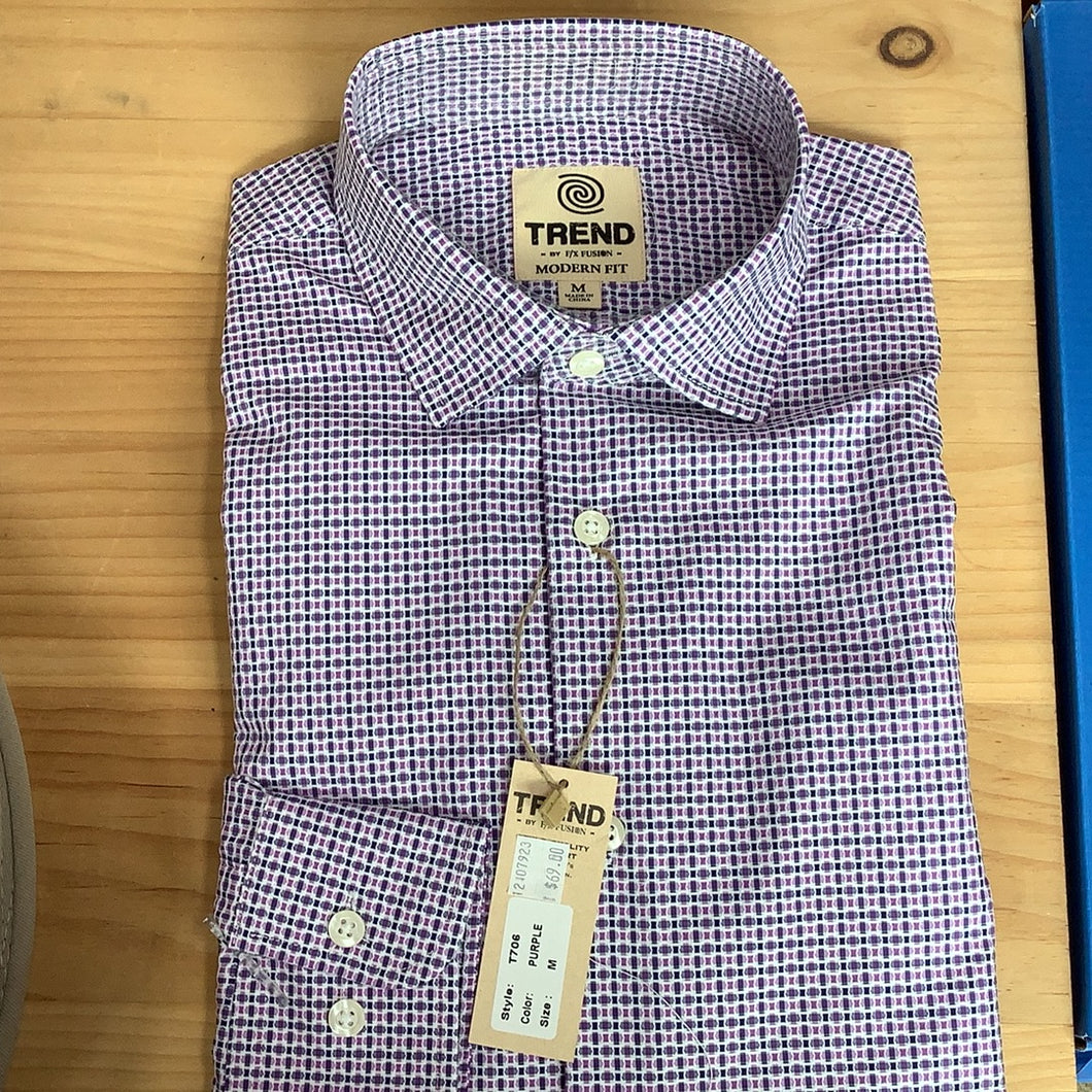 FX Fusion Trend Modern Fit Dress Shirt - Purple Geo - T706