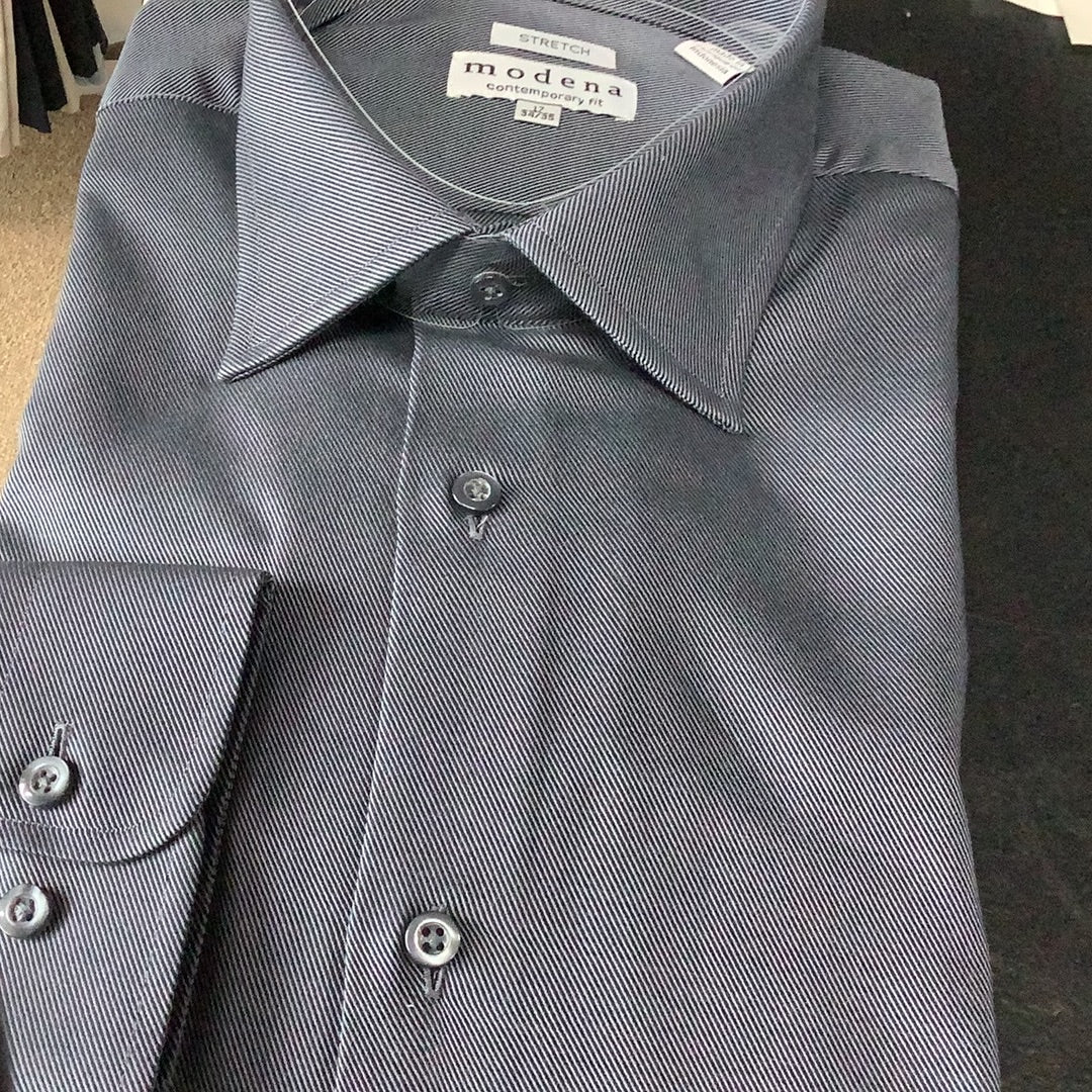 Modena Dark Grey Contemporary Fit Long Sleeve Dress Shirt 17x34-35 Modena Dark Grey Contemporary Fit Long Sleeve Dress Shirt 17x34-35