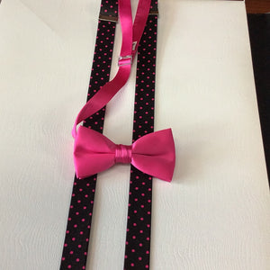 Young Men’s Fuchsia Pink Suspenders and Bow Tie