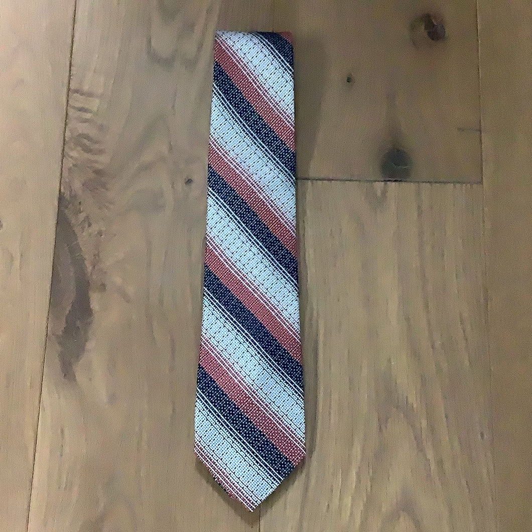 Zianetti All Silk Grey Red Stripe Tie
