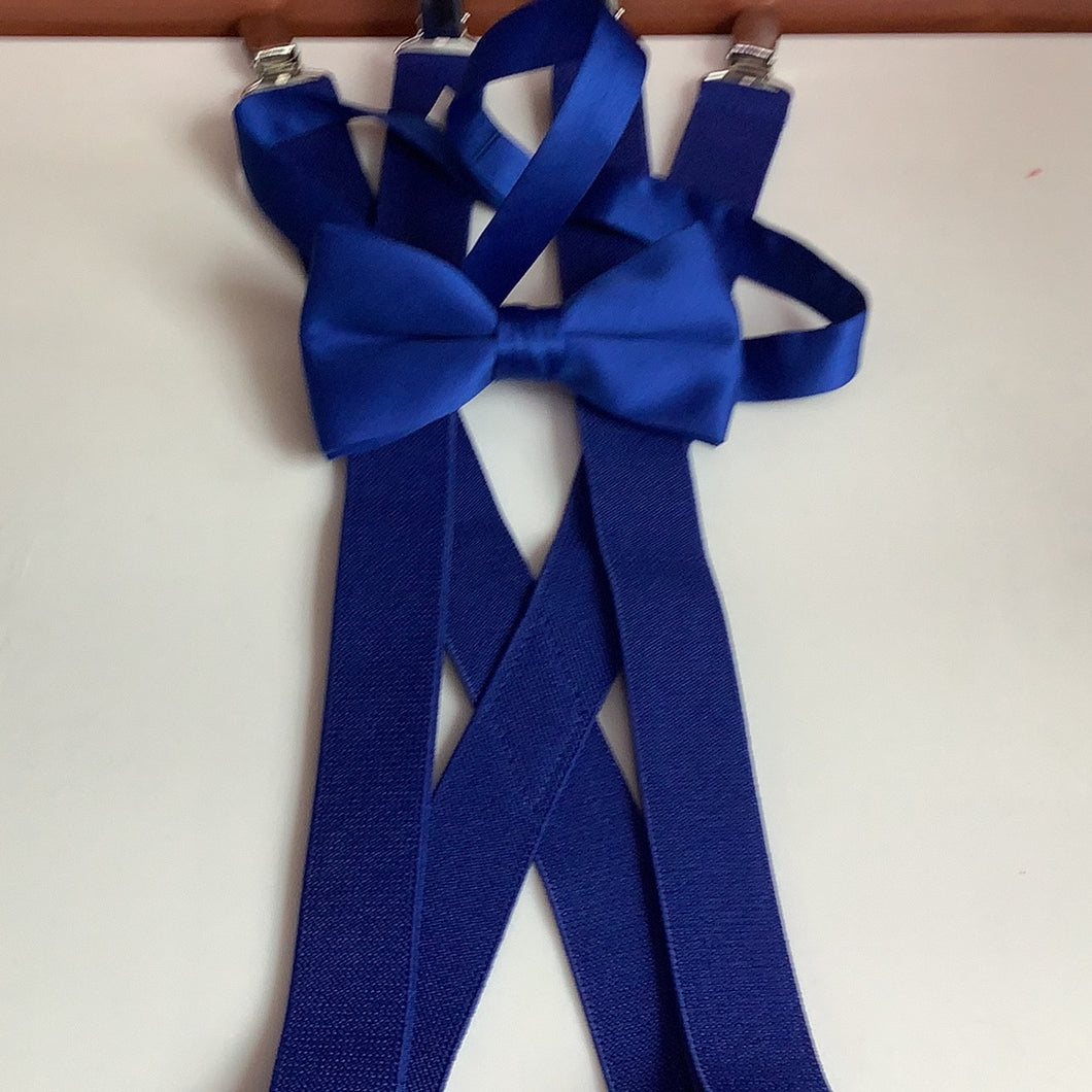 Young Mens Royal Blue Suspenders/Bow Tie