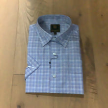 Load image into Gallery viewer, FX Fusion Short Sleeve Sport Shirt - Broken Check in Blue/Tan D1673
