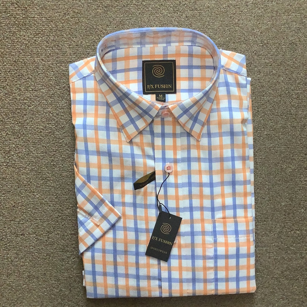 FX Fusion Orange/Blue Short Sleeve Sport Shirt